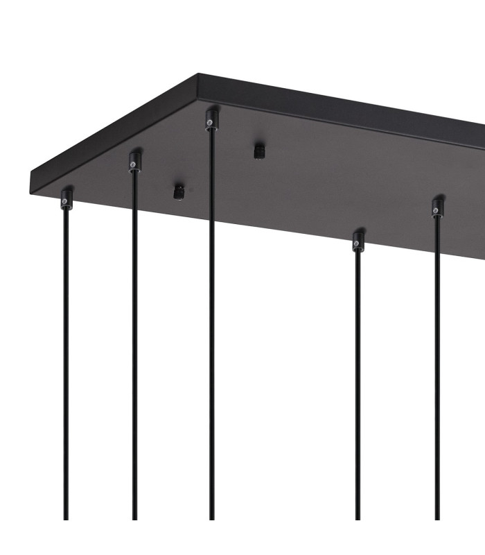 DeRuyter 12 Light Rectangular Pendant E27 Satin Black/Prismatic Dome Glass Frosted Item Weight: 16.1kg-6