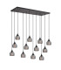 DeRuyter 12 Light Rectangular Pendant E27 Satin Black/Prismatic Dome Glass Smoke Item Weight: 16.1kg-1