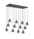 DeRuyter 12 Light Rectangular Pendant E27 Satin Black/Prismatic Dome Glass Smoke Item Weight: 16.1kg-4