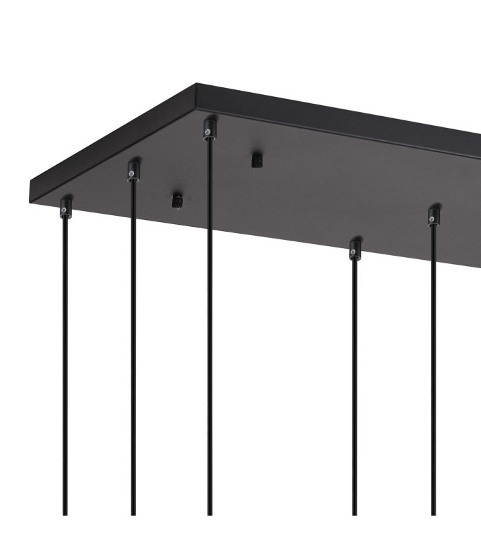 DeRuyter 12 Light Rectangular Pendant E27 Satin Black/Prismatic Dome Glass Smoke Item Weight: 16.1kg-6