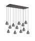 DeRuyter 12 Light Rectangular Pendant E27 Satin Black/Prismatic Dome Glass Smoke Item Weight: 16.1kg-8