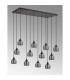 DeRuyter 12 Light Rectangular Pendant E27 Satin Black/Prismatic Dome Glass Smoke Item Weight: 16.1kg-9