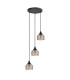 DeRuyter 3 Light Round Pendant E27 Satin Black/Prismatic Dome Glass Amber-4