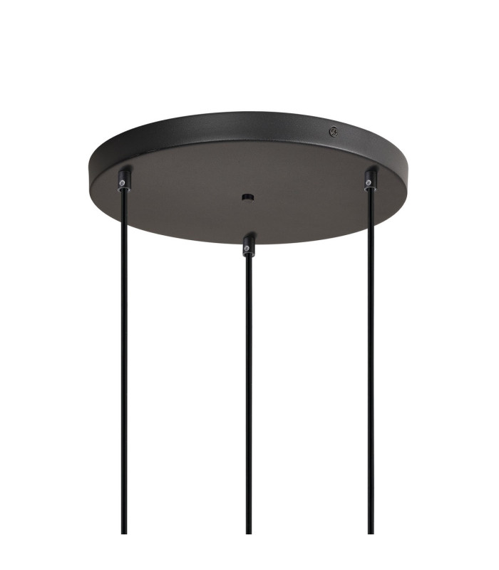 DeRuyter 3 Light Round Pendant E27 Satin Black/Prismatic Dome Glass Amber-5