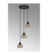 DeRuyter 3 Light Round Pendant E27 Satin Black/Prismatic Dome Glass Amber-7