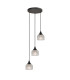 DeRuyter 3 Light Round Pendant E27 Satin Black/Prismatic Dome Glass Clear-1