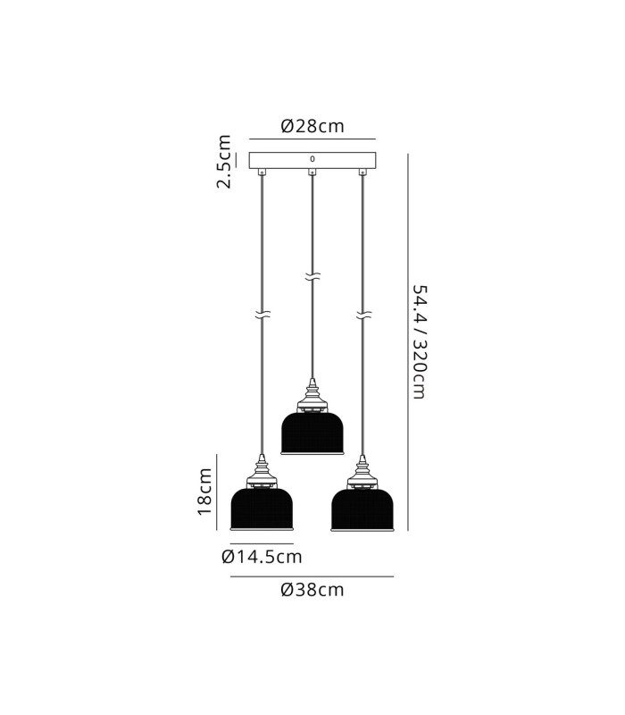 DeRuyter 3 Light Round Pendant E27 Satin Black/Prismatic Dome Glass Clear-2