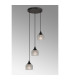 DeRuyter 3 Light Round Pendant E27 Satin Black/Prismatic Dome Glass Clear-3