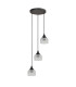 DeRuyter 3 Light Round Pendant E27 Satin Black/Prismatic Dome Glass Clear-4