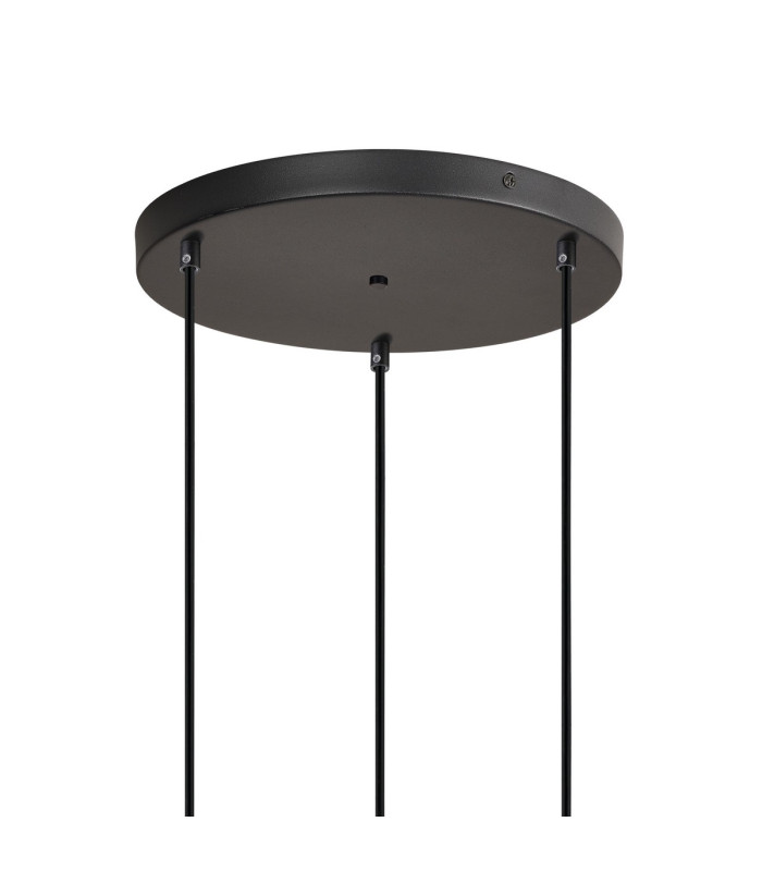 DeRuyter 3 Light Round Pendant E27 Satin Black/Prismatic Dome Glass Clear-5