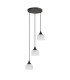 DeRuyter 3 Light Round Pendant E27 Satin Black/Prismatic Dome Glass Frosted-4