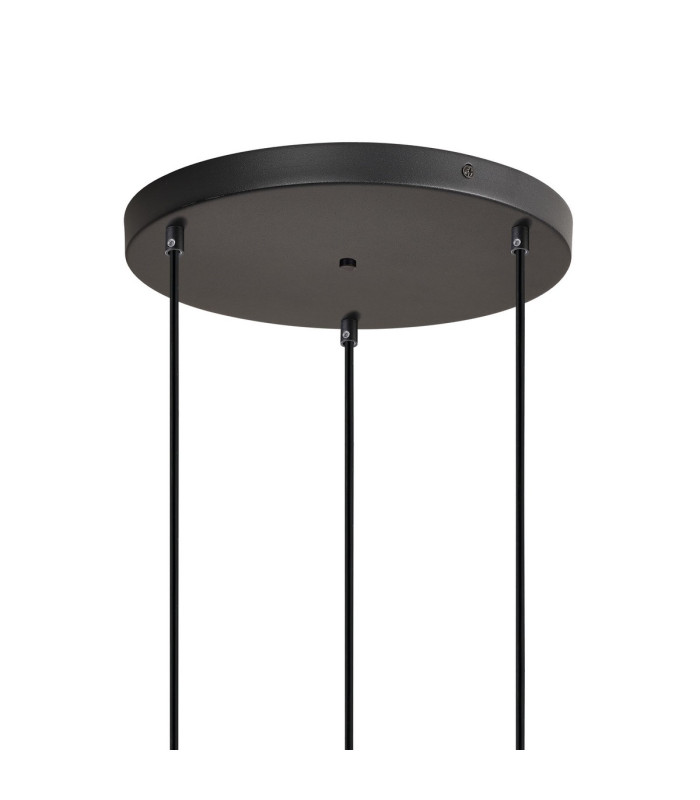 DeRuyter 3 Light Round Pendant E27 Satin Black/Prismatic Dome Glass Frosted-5