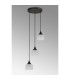 DeRuyter 3 Light Round Pendant E27 Satin Black/Prismatic Dome Glass Frosted-7