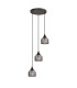 DeRuyter 3 Light Round Pendant E27 Satin Black/Prismatic Dome Glass Smoke-1