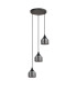 DeRuyter 3 Light Round Pendant E27 Satin Black/Prismatic Dome Glass Smoke-4