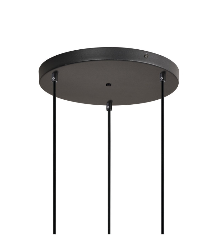 DeRuyter 3 Light Round Pendant E27 Satin Black/Prismatic Dome Glass Smoke-5
