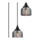 DeRuyter 3 Light Round Pendant E27 Satin Black/Prismatic Dome Glass Smoke-6