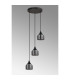 DeRuyter 3 Light Round Pendant E27 Satin Black/Prismatic Dome Glass Smoke-7