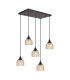 DeRuyter 5 Light Rectangular Pendant E27 Satin Black/Prismatic Dome Glass Amber-1