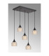 DeRuyter 5 Light Rectangular Pendant E27 Satin Black/Prismatic Dome Glass Amber-3