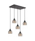DeRuyter 5 Light Rectangular Pendant E27 Satin Black/Prismatic Dome Glass Amber-4