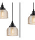 DeRuyter 5 Light Rectangular Pendant E27 Satin Black/Prismatic Dome Glass Amber-6