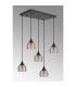 DeRuyter 5 Light Rectangular Pendant E27 Satin Black/Prismatic Dome Glass Amber-7