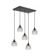 DeRuyter 5 Light Rectangular Pendant E27 Satin Black/Prismatic Dome Glass Clear-1