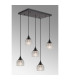 DeRuyter 5 Light Rectangular Pendant E27 Satin Black/Prismatic Dome Glass Clear-3