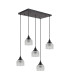 DeRuyter 5 Light Rectangular Pendant E27 Satin Black/Prismatic Dome Glass Clear-4
