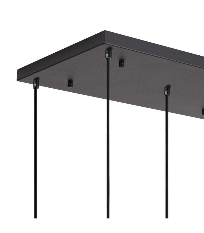 DeRuyter 5 Light Rectangular Pendant E27 Satin Black/Prismatic Dome Glass Clear-5