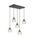 DeRuyter 5 Light Rectangular Pendant E27 Satin Black/Prismatic Dome Glass Frosted-1