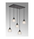 DeRuyter 5 Light Rectangular Pendant E27 Satin Black/Prismatic Dome Glass Frosted-3