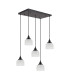 DeRuyter 5 Light Rectangular Pendant E27 Satin Black/Prismatic Dome Glass Frosted-4
