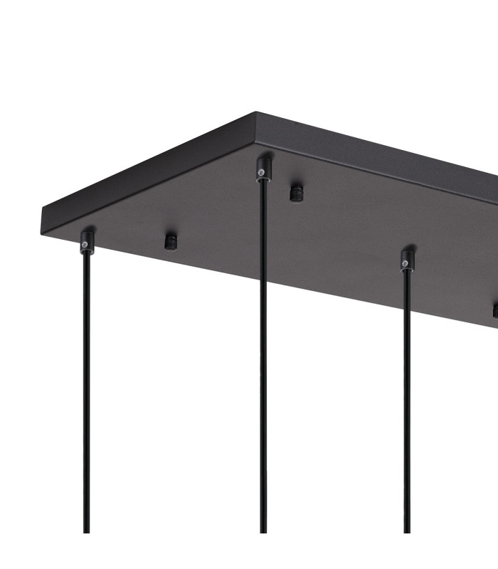 DeRuyter 5 Light Rectangular Pendant E27 Satin Black/Prismatic Dome Glass Frosted-5