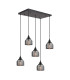 DeRuyter 5 Light Rectangular Pendant E27 Satin Black/Prismatic Dome Glass Smoke-1