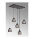 DeRuyter 5 Light Rectangular Pendant E27 Satin Black/Prismatic Dome Glass Smoke-3