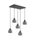 DeRuyter 5 Light Rectangular Pendant E27 Satin Black/Prismatic Dome Glass Smoke-4