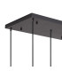 DeRuyter 5 Light Rectangular Pendant E27 Satin Black/Prismatic Dome Glass Smoke-5