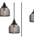 DeRuyter 5 Light Rectangular Pendant E27 Satin Black/Prismatic Dome Glass Smoke-6