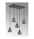 DeRuyter 5 Light Rectangular Pendant E27 Satin Black/Prismatic Dome Glass Smoke-7
