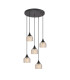 DeRuyter 5 Light Round Pendant E27 Satin Black/Prismatic Dome Glass Amber-1