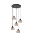 DeRuyter 5 Light Round Pendant E27 Satin Black/Prismatic Dome Glass Amber-4