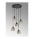 DeRuyter 5 Light Round Pendant E27 Satin Black/Prismatic Dome Glass Amber-8
