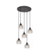 DeRuyter 5 Light Round Pendant E27 Satin Black/Prismatic Dome Glass Clear-1