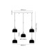DeRuyter 5 Light Round Pendant E27 Satin Black/Prismatic Dome Glass Clear-2