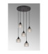 DeRuyter 5 Light Round Pendant E27 Satin Black/Prismatic Dome Glass Clear-3