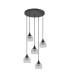 DeRuyter 5 Light Round Pendant E27 Satin Black/Prismatic Dome Glass Clear-4