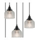 DeRuyter 5 Light Round Pendant E27 Satin Black/Prismatic Dome Glass Clear-6