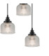 DeRuyter 5 Light Round Pendant E27 Satin Black/Prismatic Dome Glass Clear-7